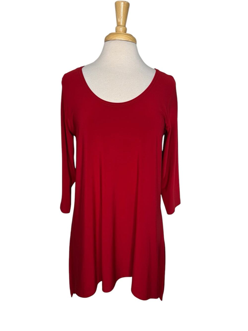 SYMPLI Reversible Handkerchief Hem 3/4 Sleeve Top in Ruby Red Size 12 Womens